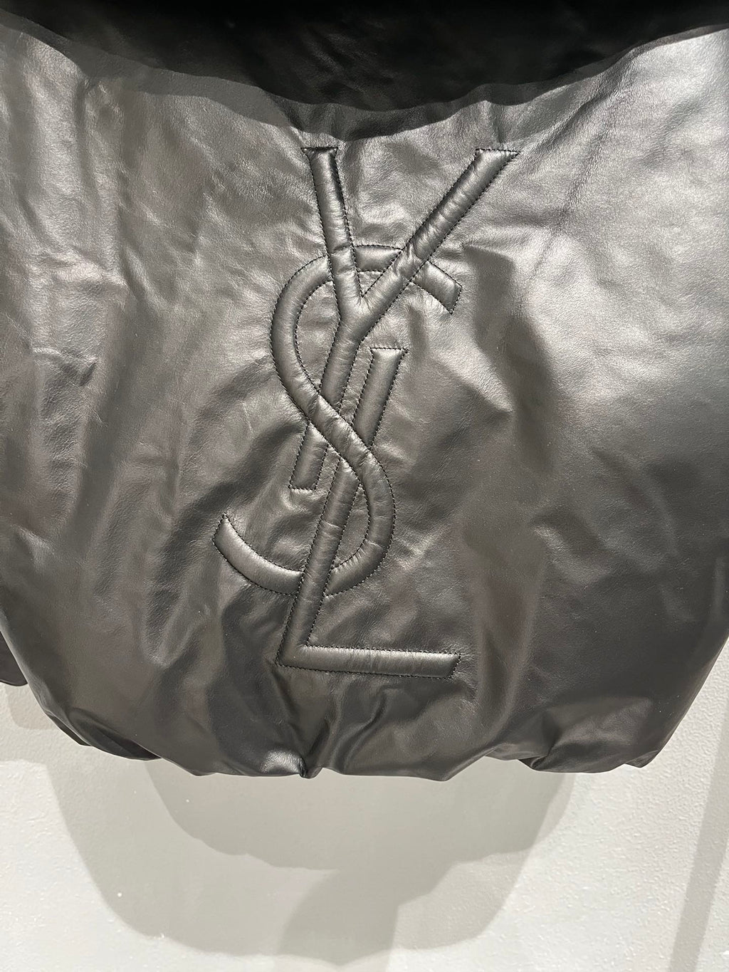 Women's YSL Embroidered Leather Down Jacket