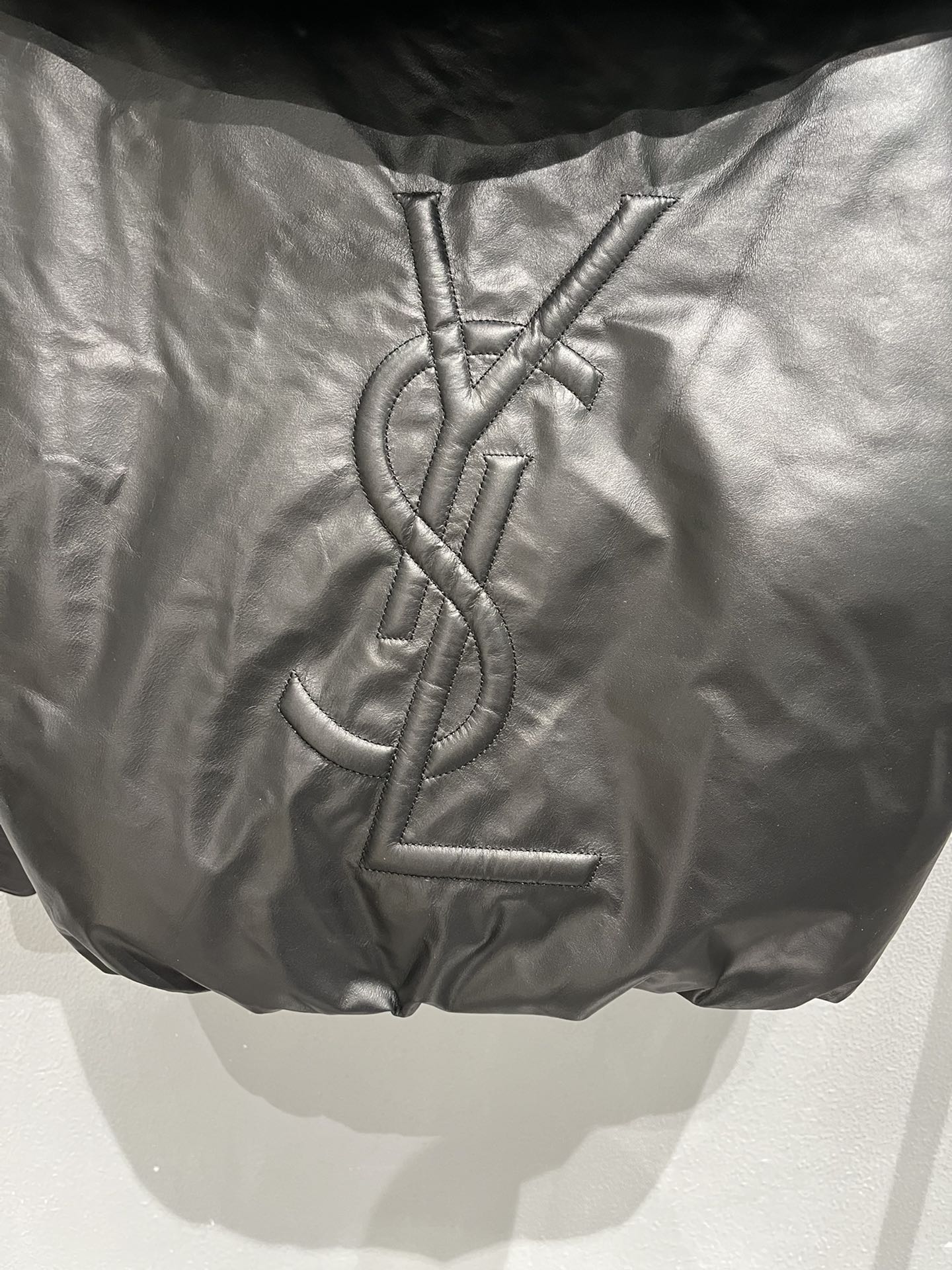 Women's YSL Embroidered Leather Down Jacket