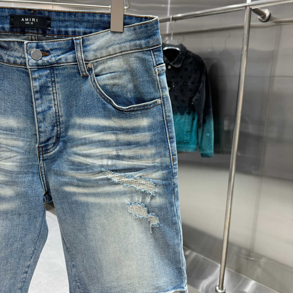 Amiri Embroidered Letter Denim Shorts