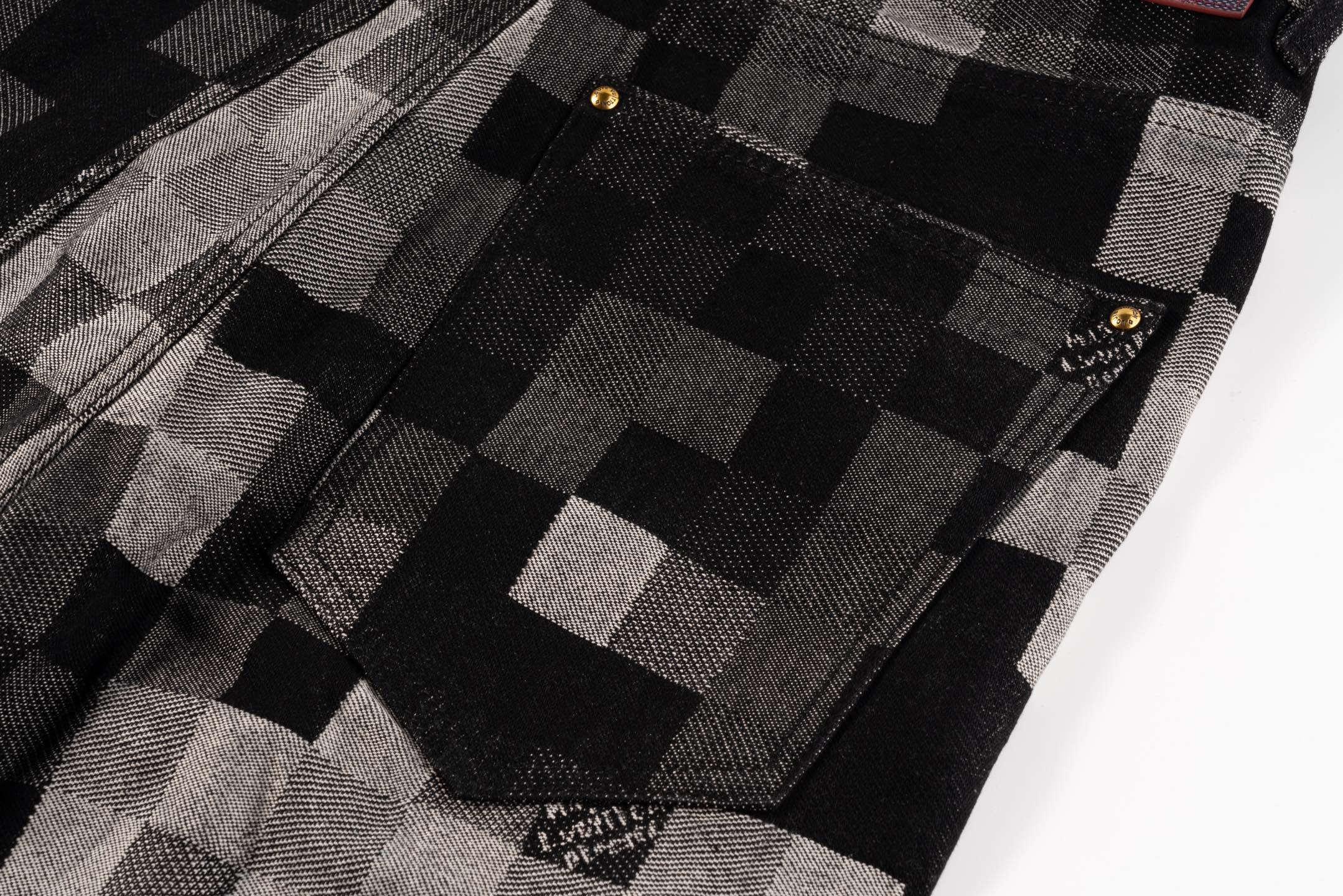 LV Pharrell Williams collaboration mosaic checkered Jeans