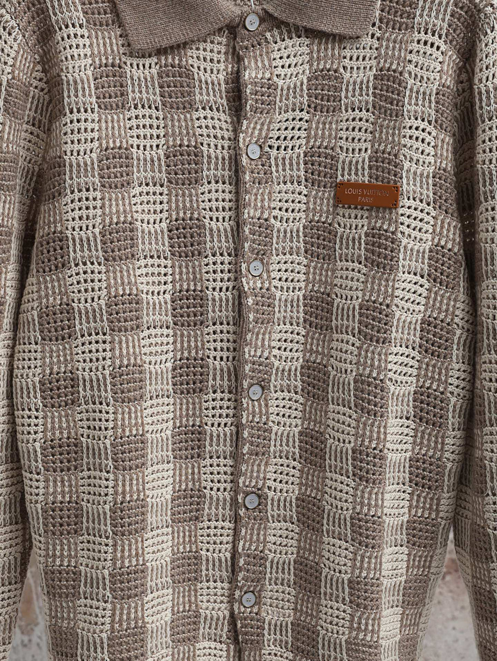 LV Tweed Jacquard Button-down Sweater