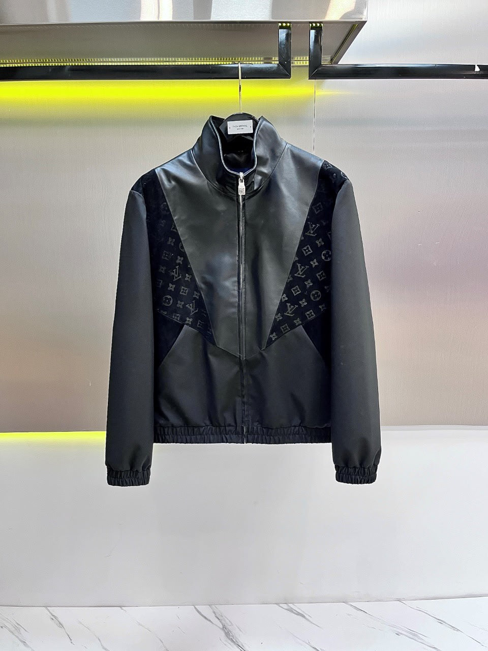 LV Decal Patckwork Leather Jacket
