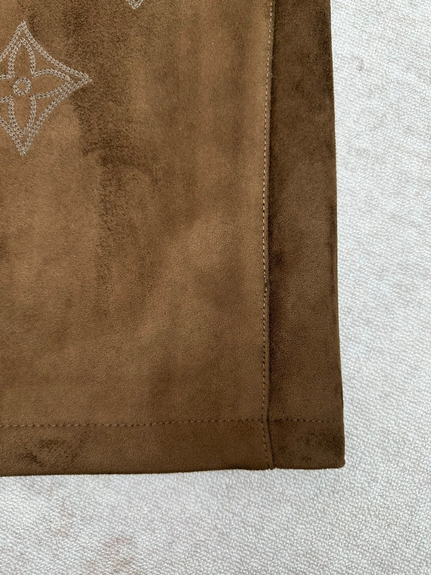 LV Monogram Embridered Suede Leather Jacker Shirt