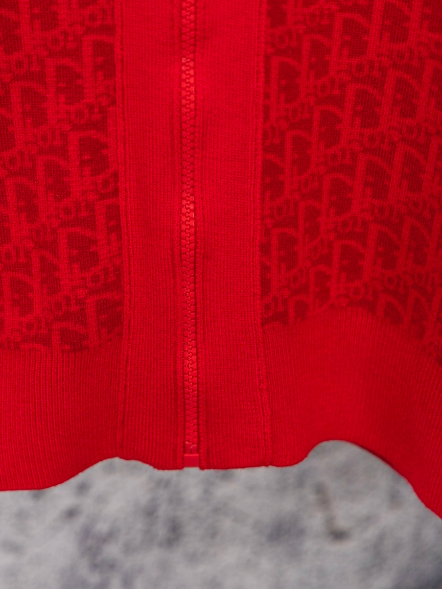 Red Reversible Christian Dior logo zip up hoodie Unisex