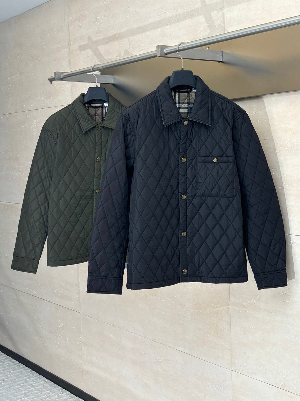Burberry BB Quilted Nylon Brighton Shirt-Style Cotton Jacket
