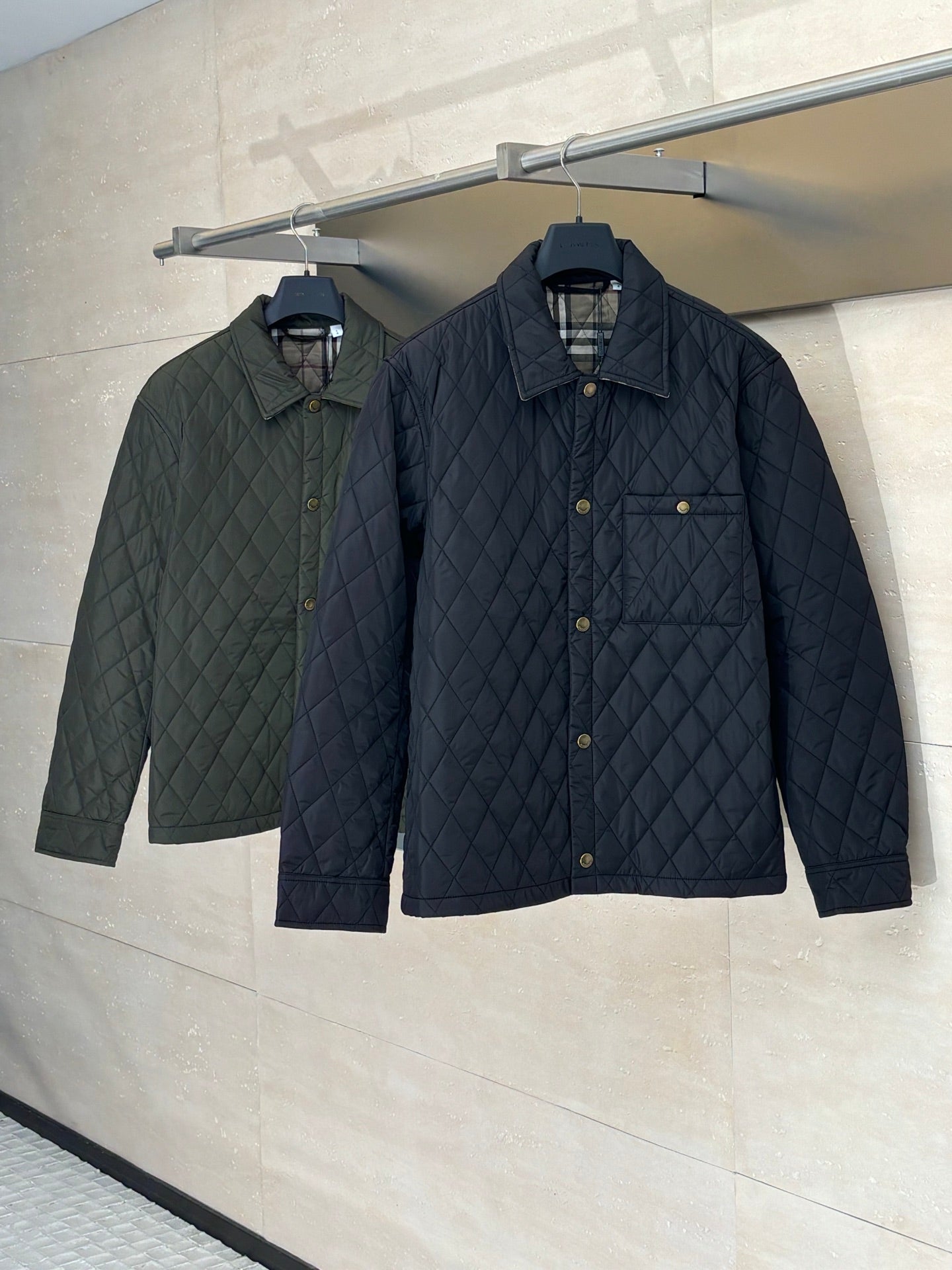Burberry BB Quilted Nylon Brighton Shirt-Style Cotton Jacket