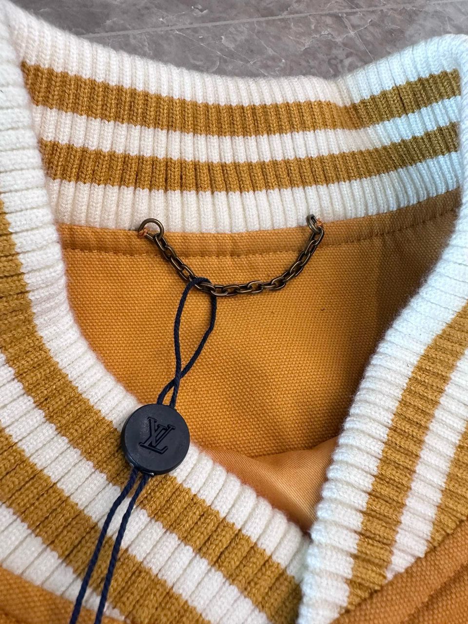 LV Leather Baseball Jacket