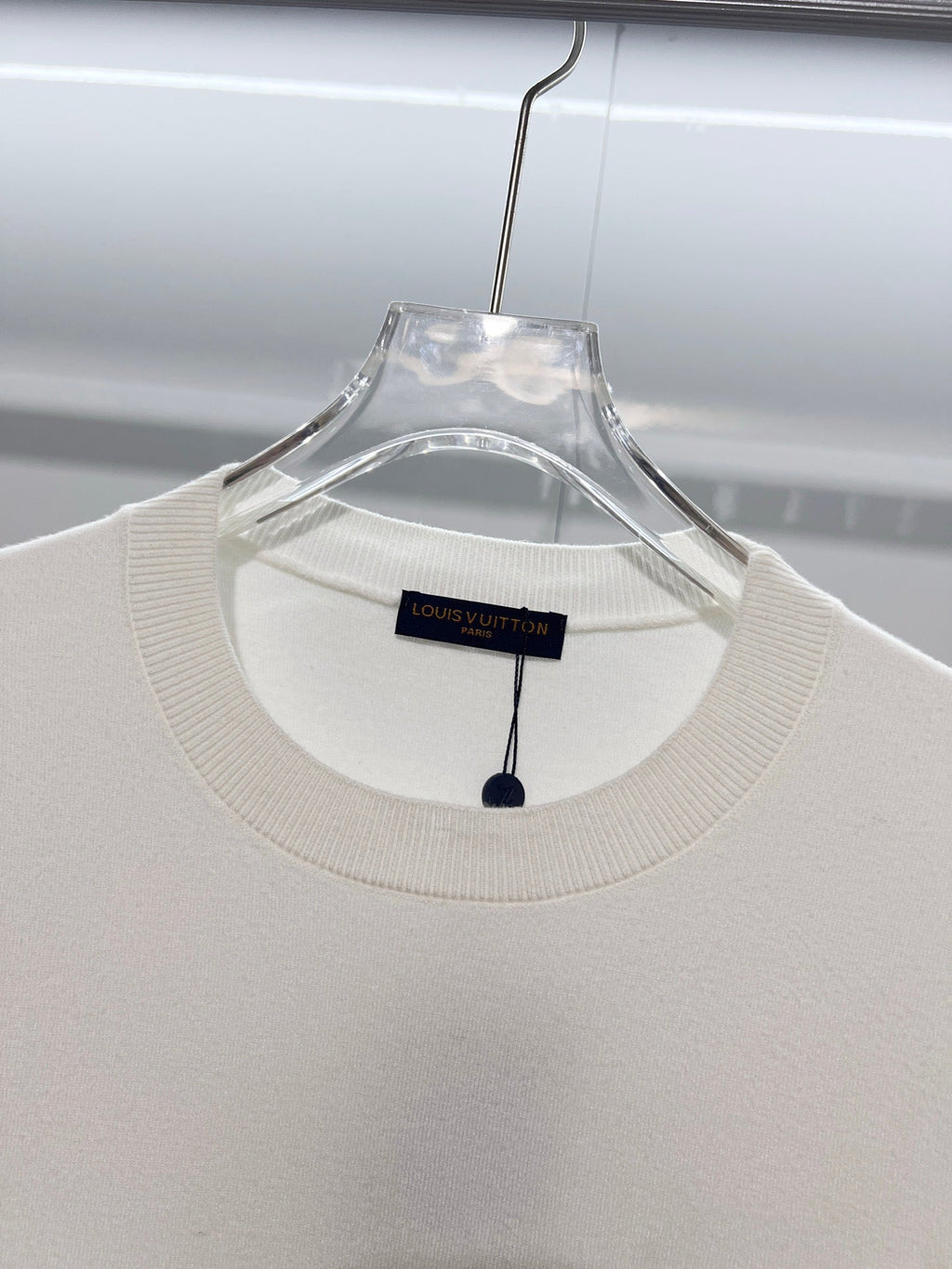 LV Embroidered Crew Neck Knit T-Shirt