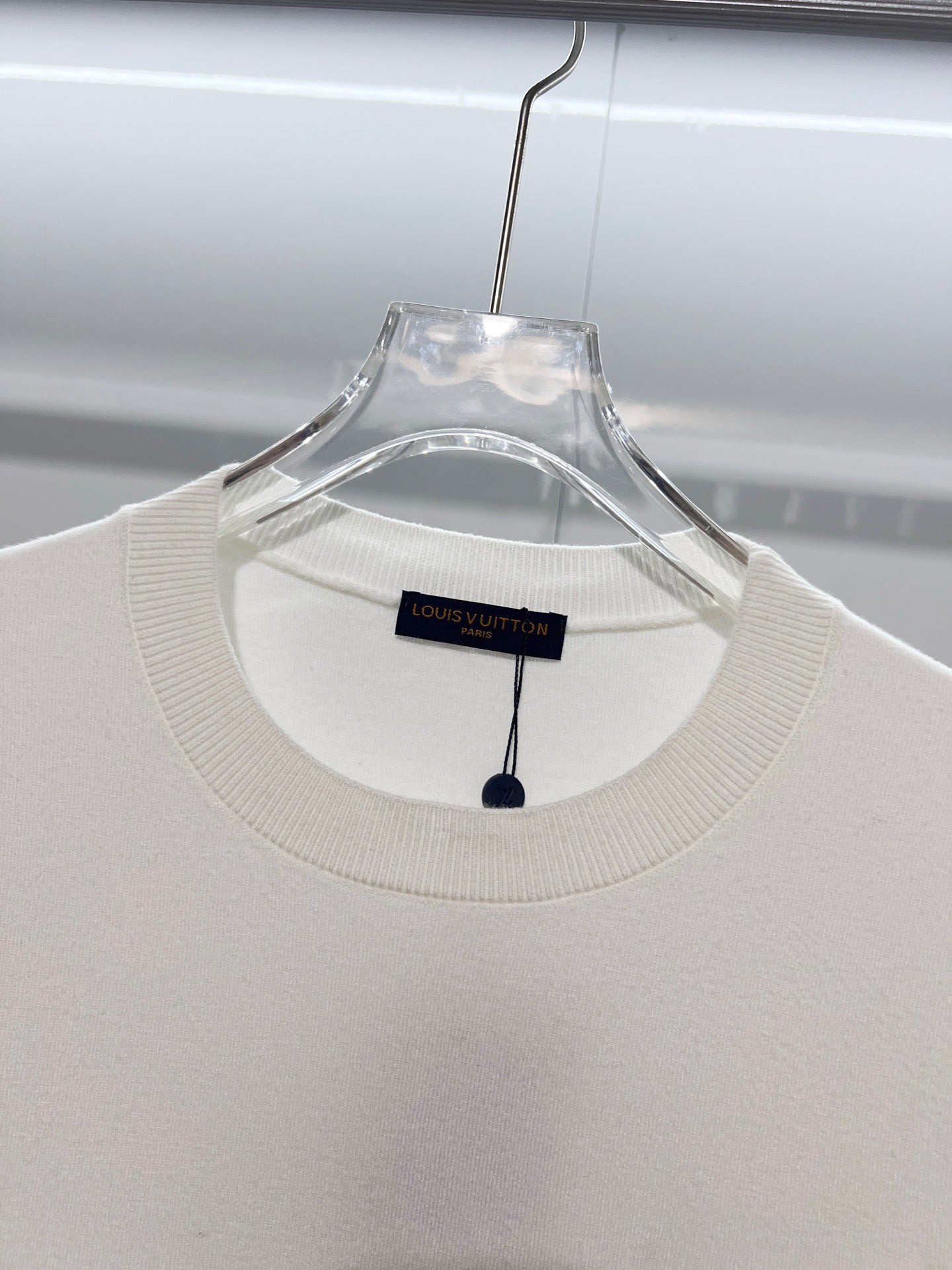 LV Embroidered Crew Neck Knit T-Shirt