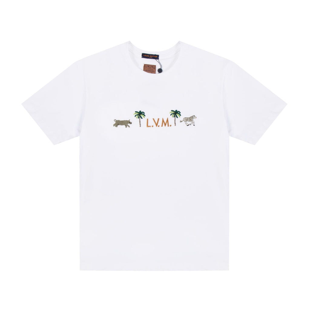 LV Animal Embroidered Crew Neck T-Shirt