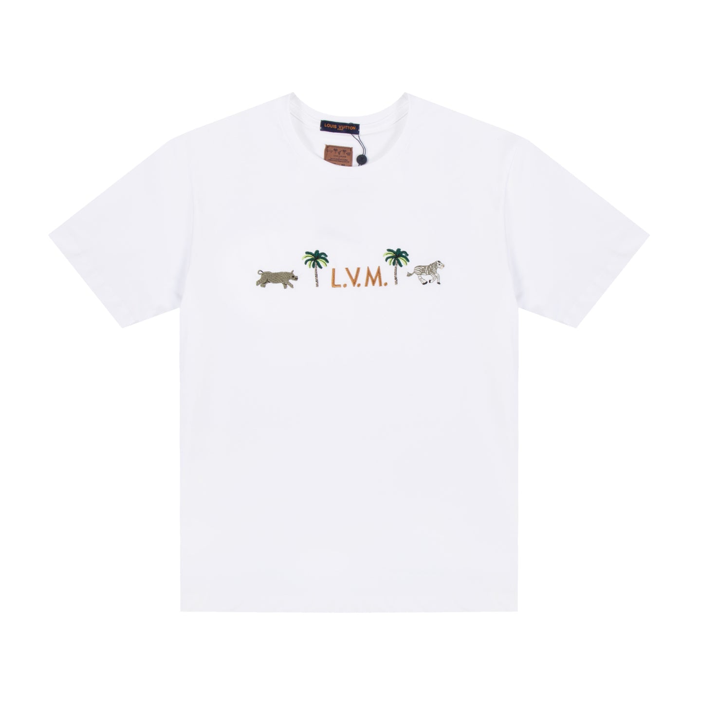 LV Animal Embroidered Crew Neck T-Shirt