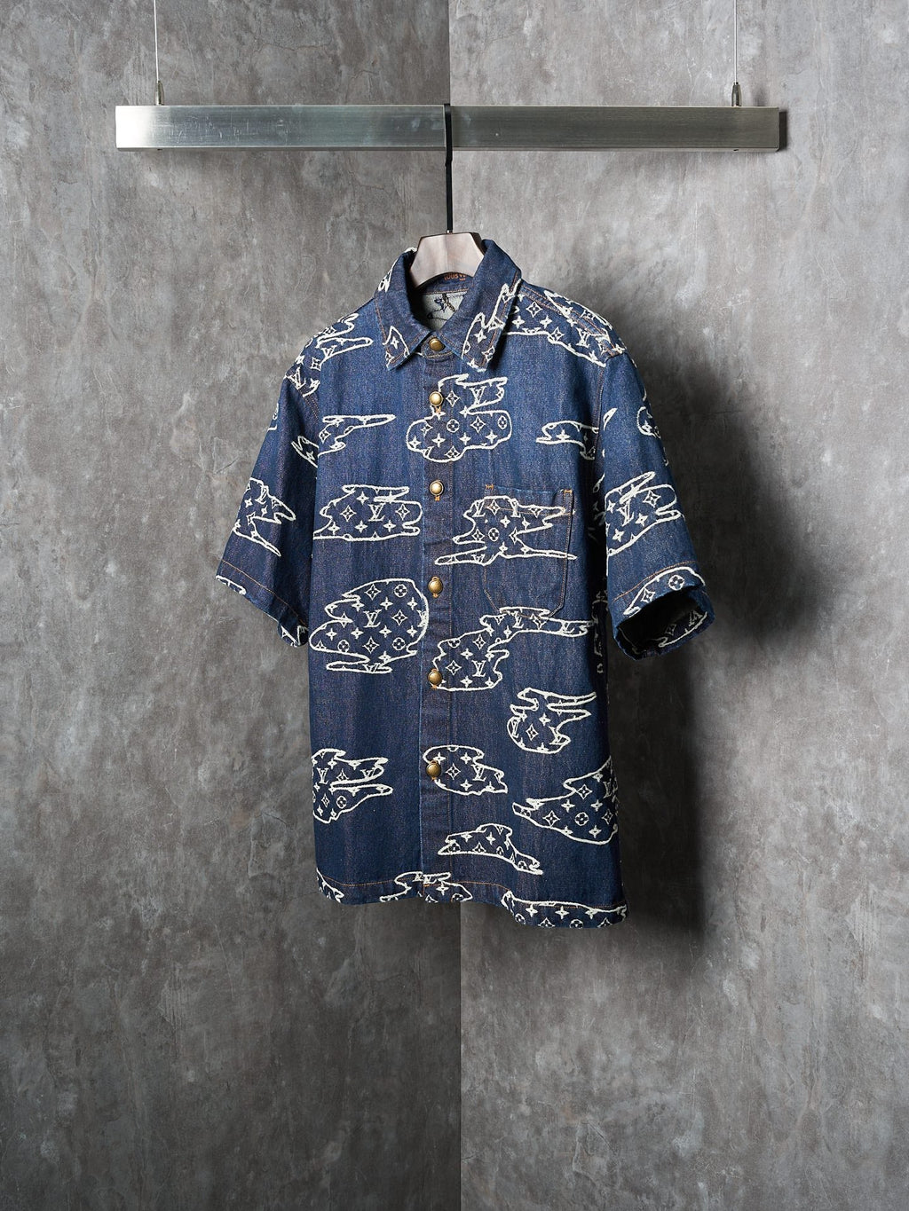 LV Cloud Jacquard Denim short sleeve shirt