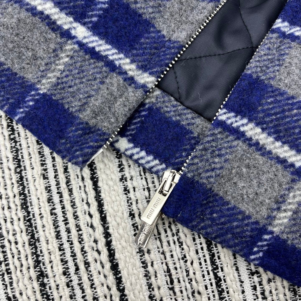 Miu Miu Women's Plaid Suede Wool Jacket