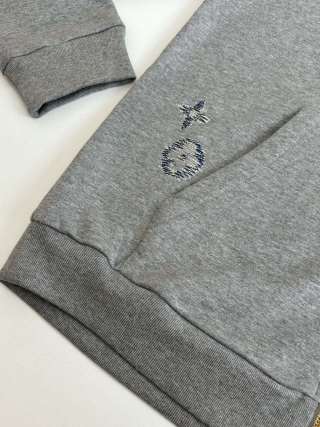 LV Embroidered Zip-Up Hoodie
