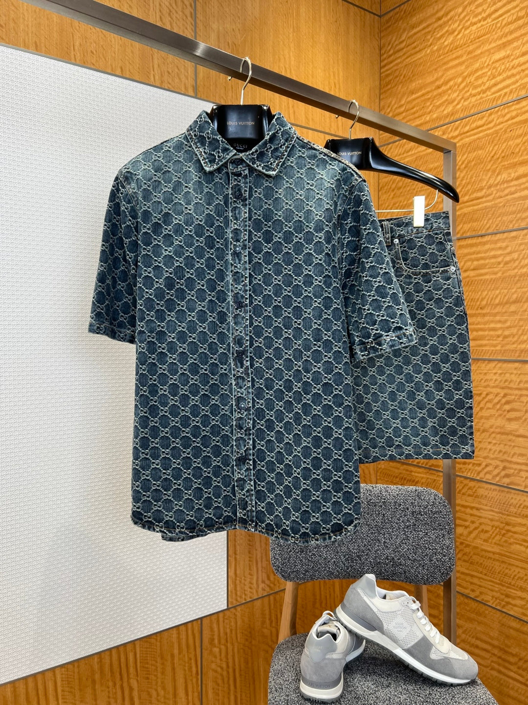 Gucci All-over Denim Shirt & Pants Set