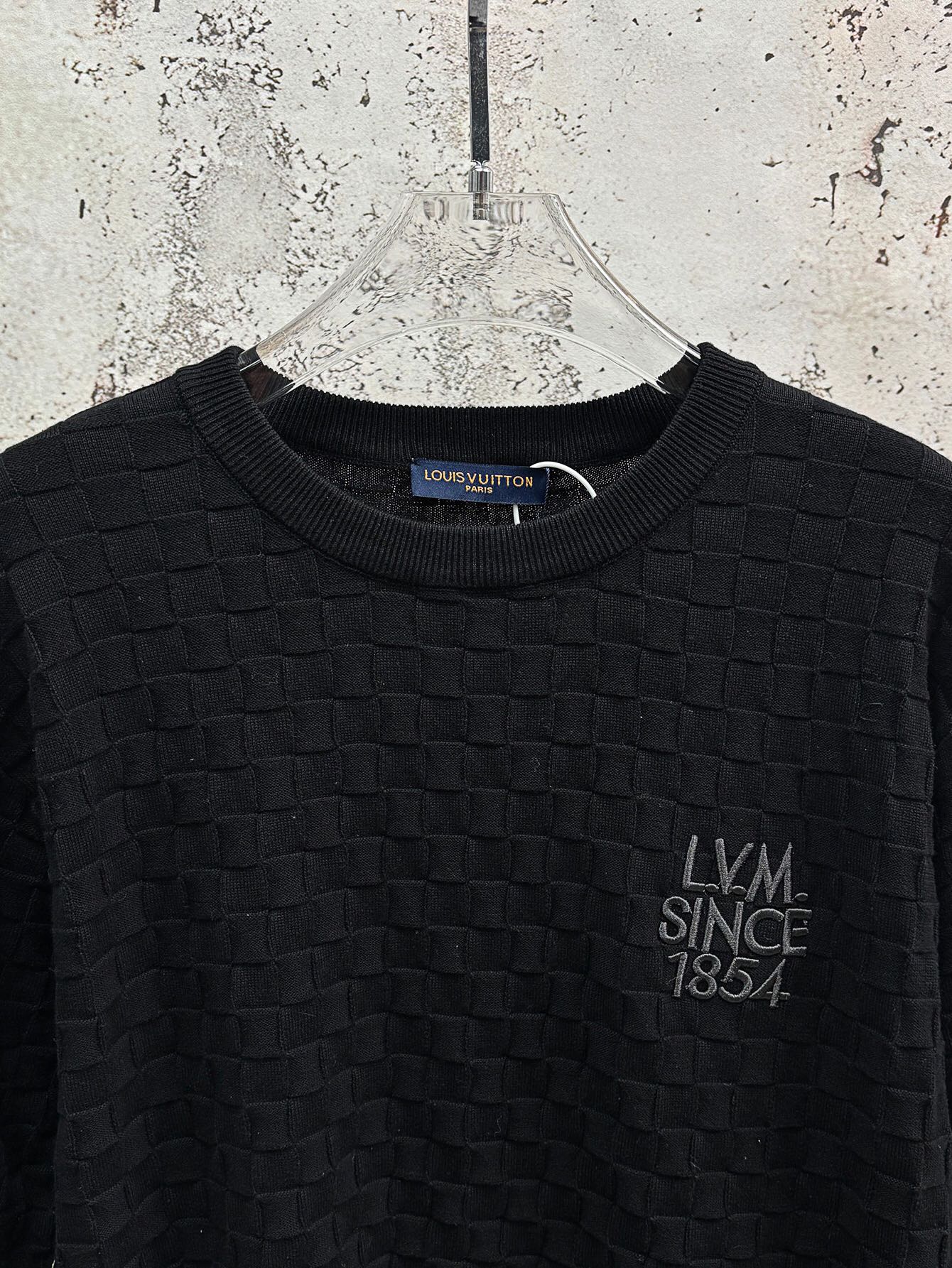 LV Black Jacquard Embroidered T-Shirt