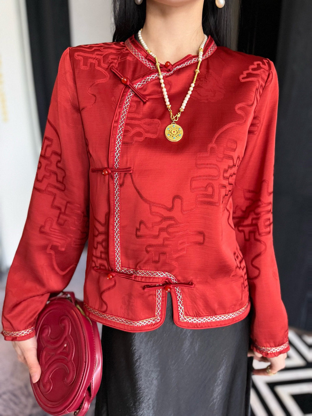 Women's Dior Chinese Style Embosse Shirt
