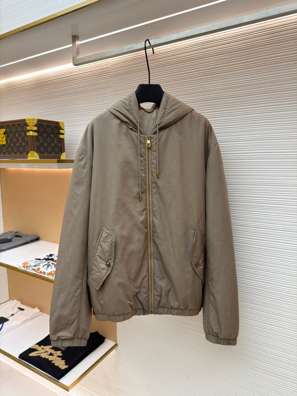 LV Gravure Embossed Cotton-Padded Jacket