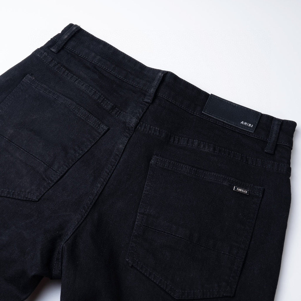 AMIRI black ripped and rhinestone-embellished high-street jeans!