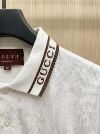 Gucci Embroidered Collar Polo Shirt