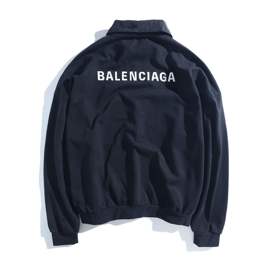 Balenciaga Two-Piece Shirt Collar Classic Letter Embroidered Sweatshirt Jacket