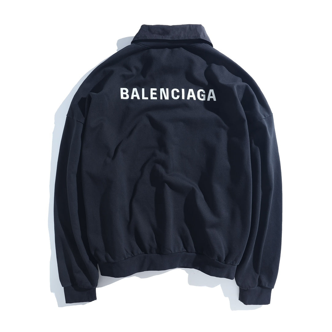 Balenciaga Two-Piece Shirt Collar Classic Letter Embroidered Sweatshirt Jacket
