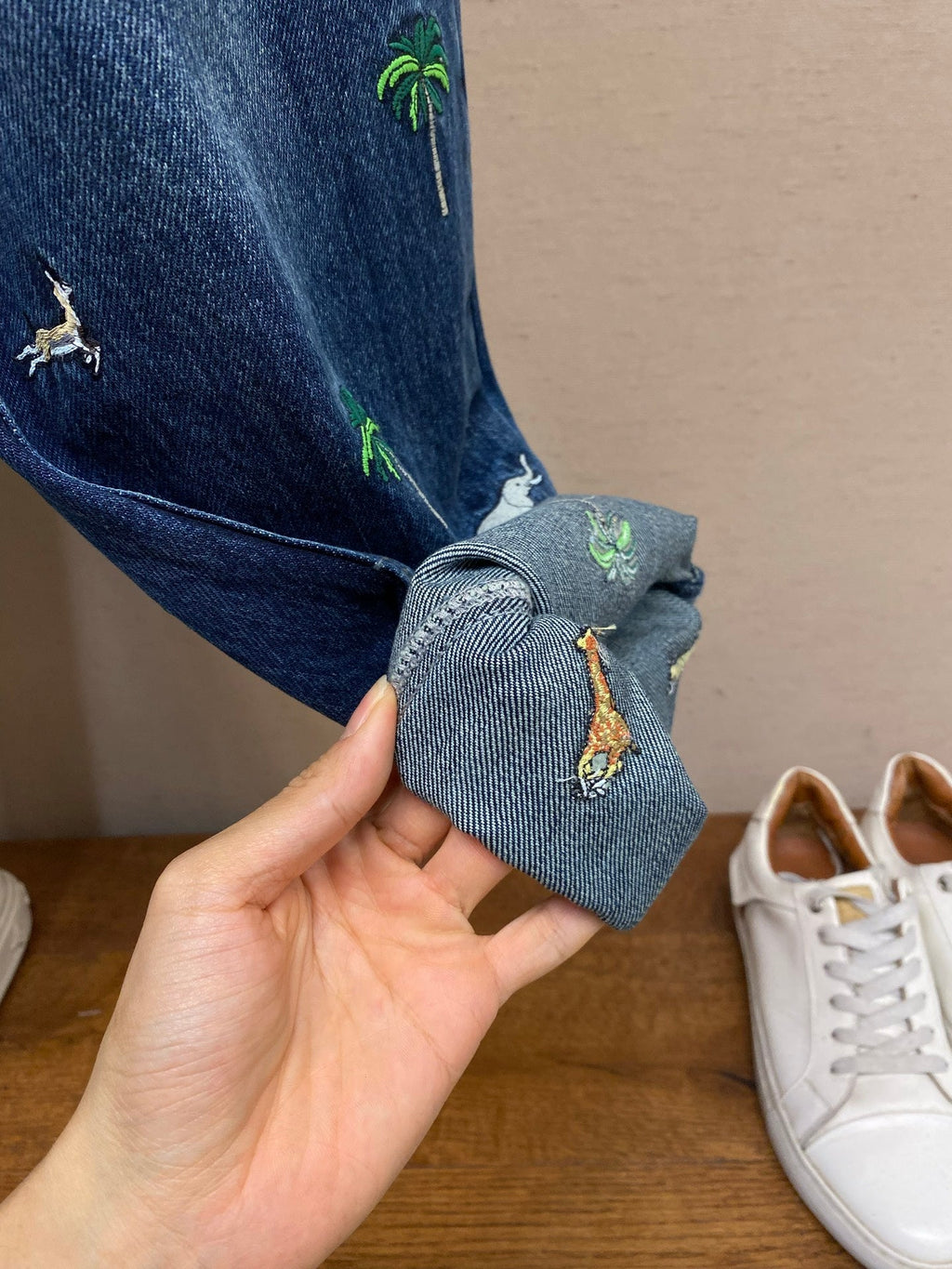 LV Animal Embroidered Denim Jeans