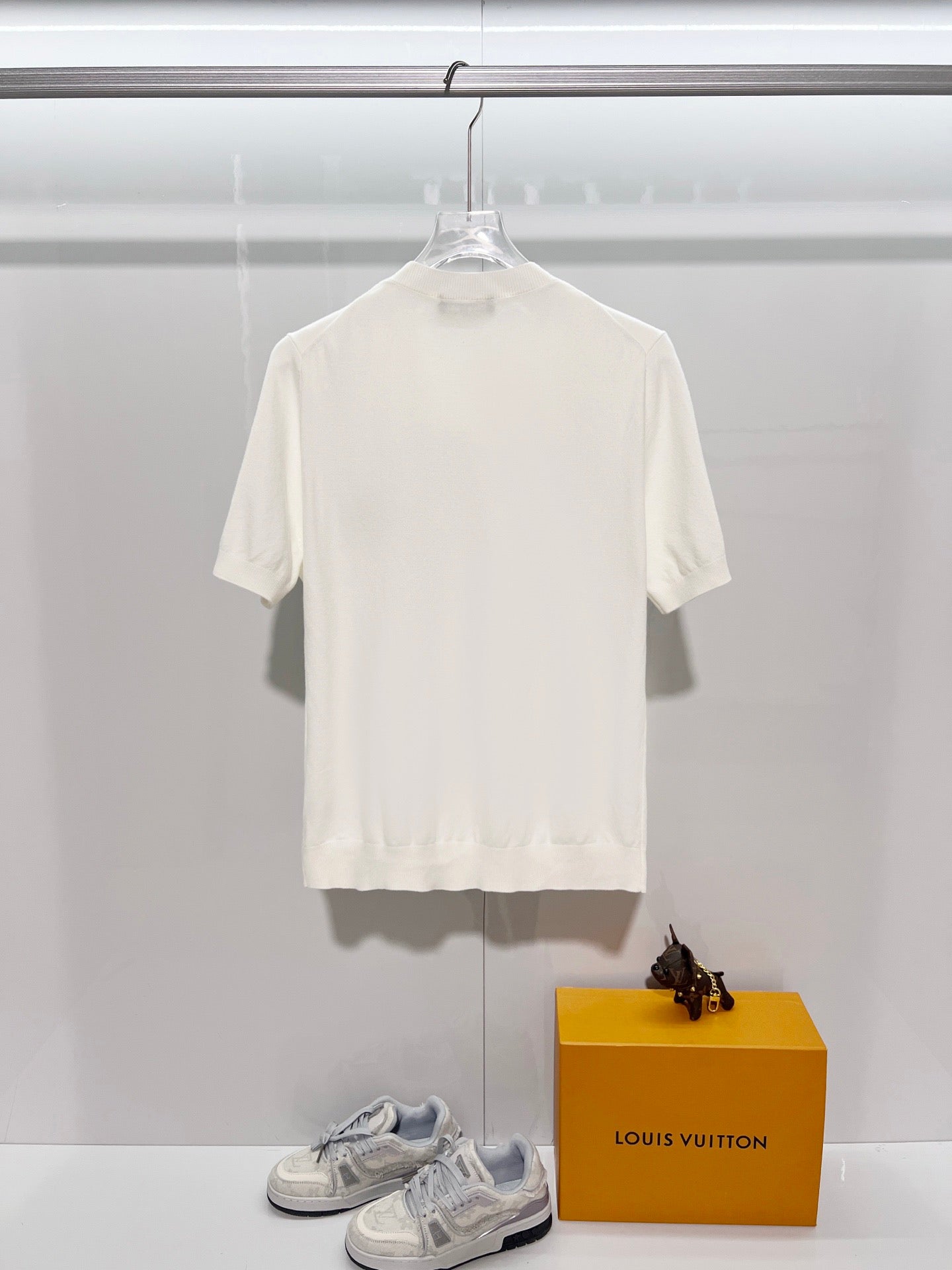 LV Embroidered Crew Neck Knit T-Shirt