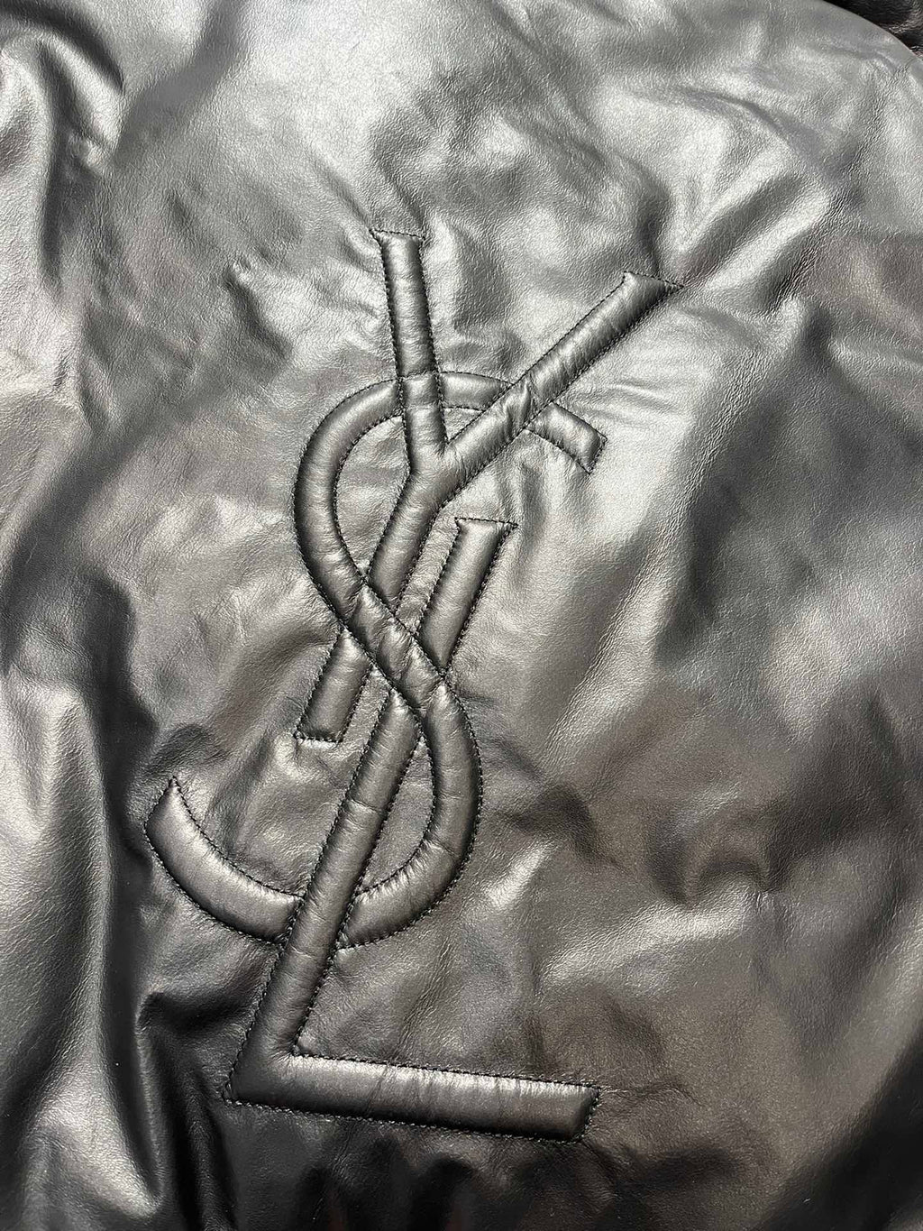 Women's YSL Embroidered Leather Down Jacket