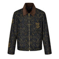 LOUIS VUITTON Black and Gold Embroidered Collar Denim Jacket