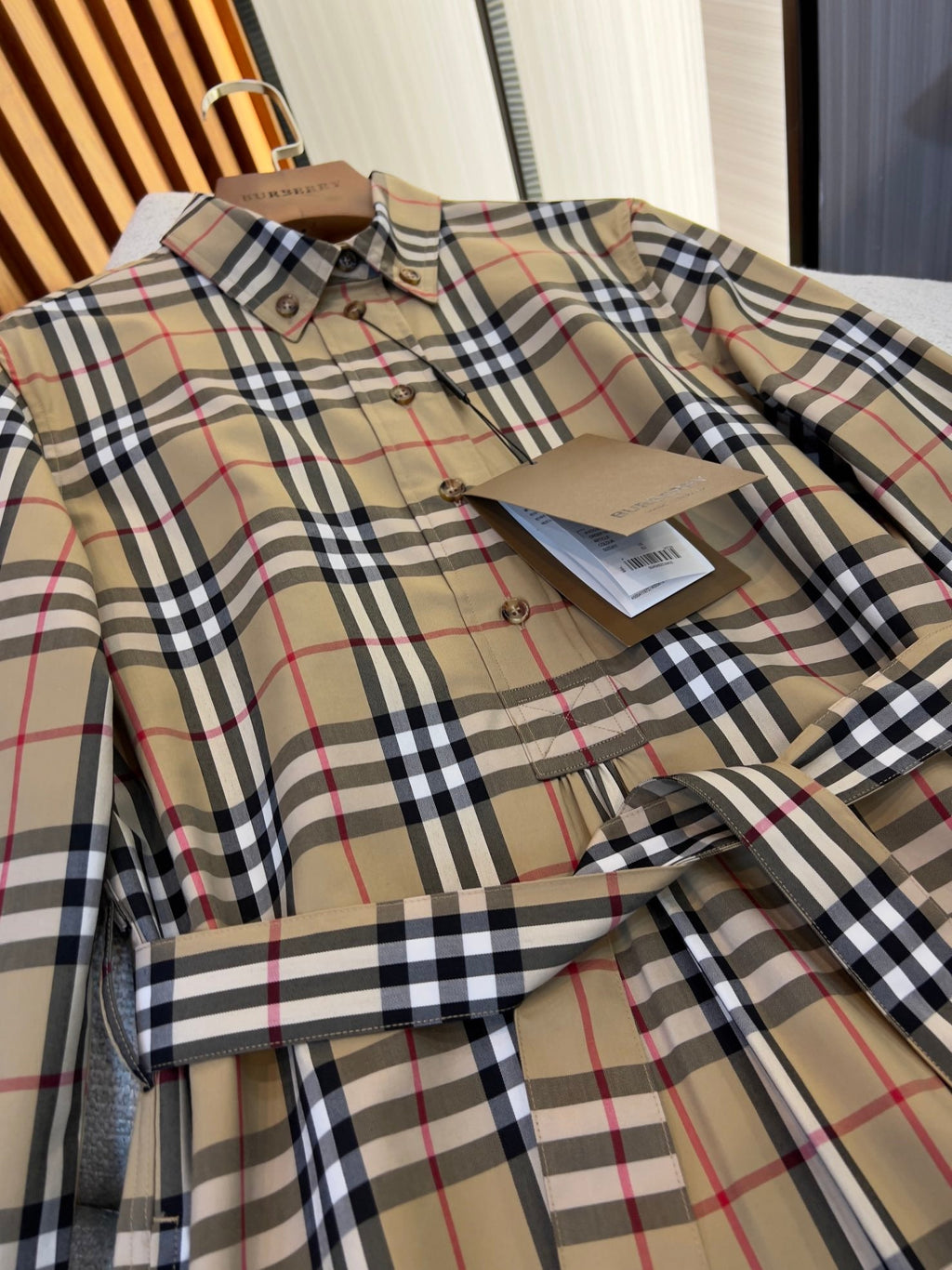 Burberry stretch cotton tie-waist shirt dress