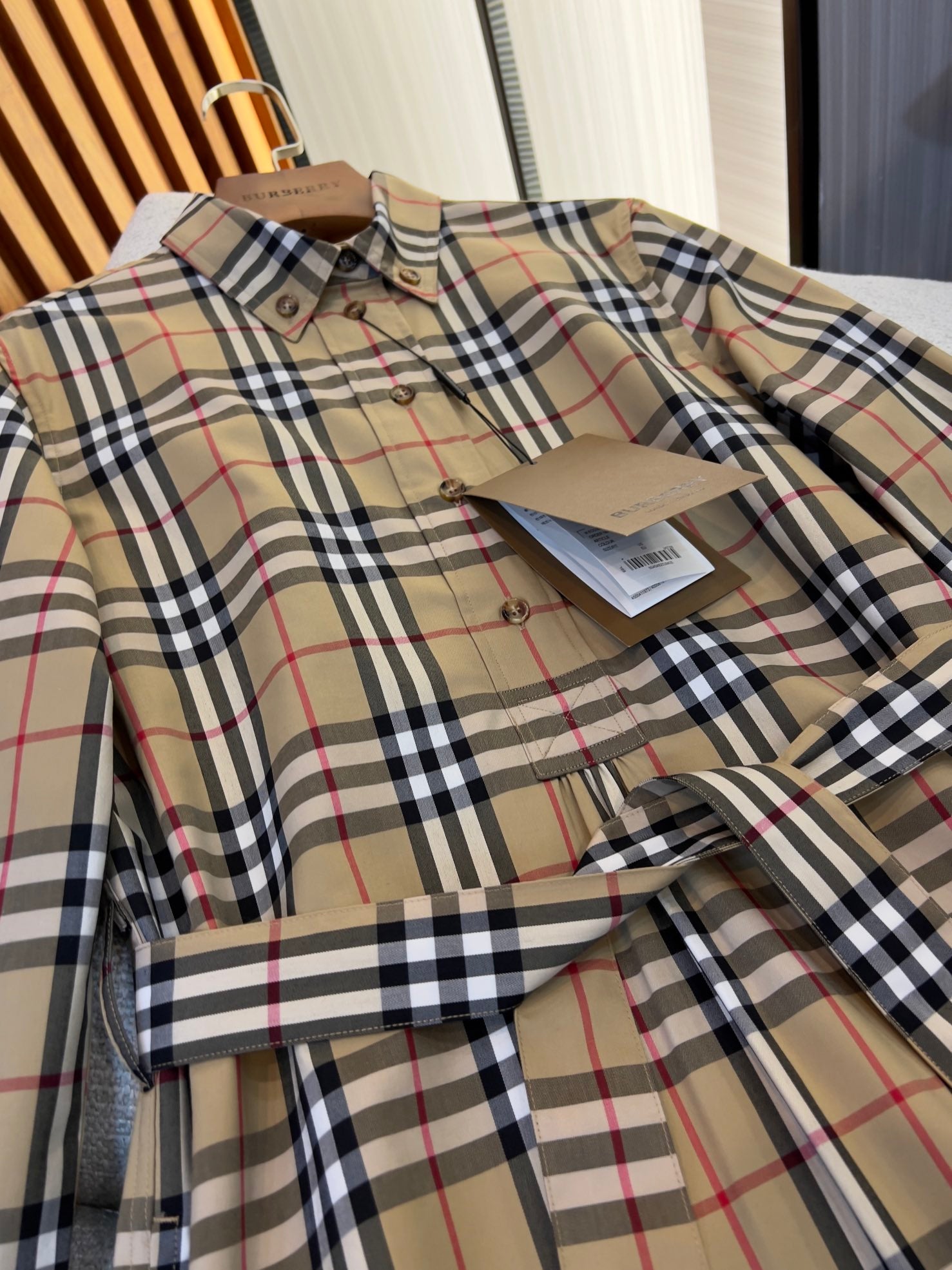 Burberry stretch cotton tie-waist shirt dress