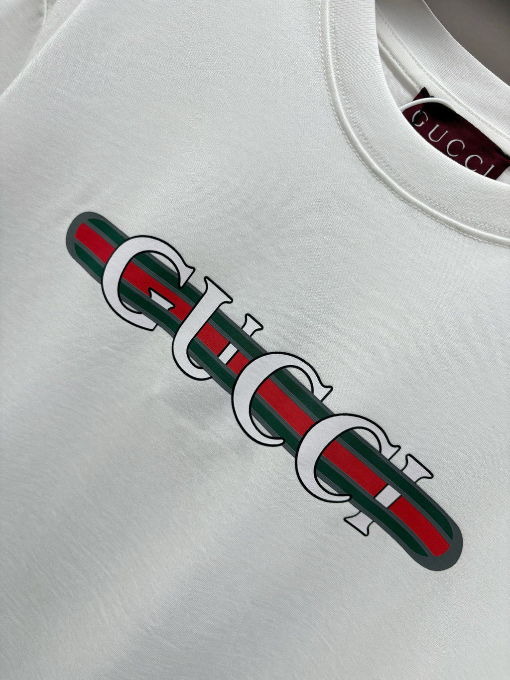 Gucci Ribbon Print Cotton T-Shirt