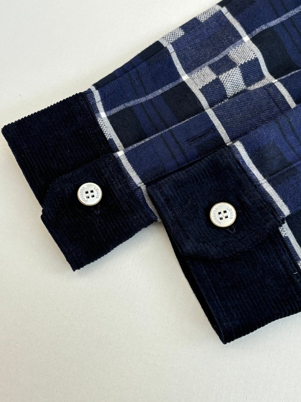 LV  Check Collared Long-sleeved Shirt