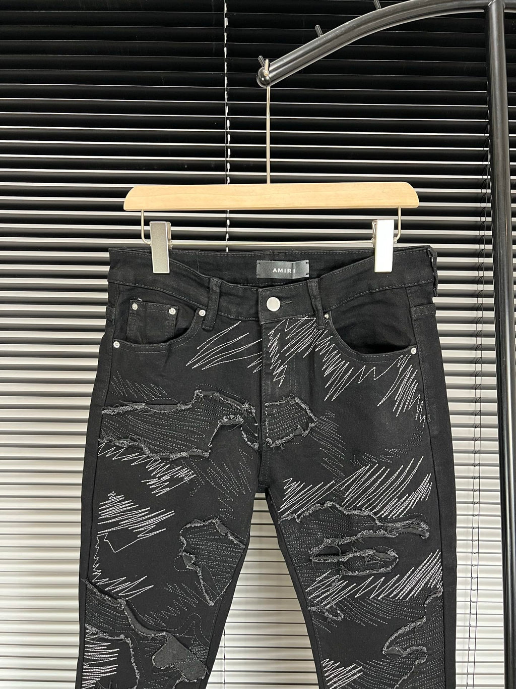 Amiri Embroidered Stretch Slim Fit Jeans