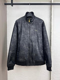 LV Print Washed Leather Jacket
