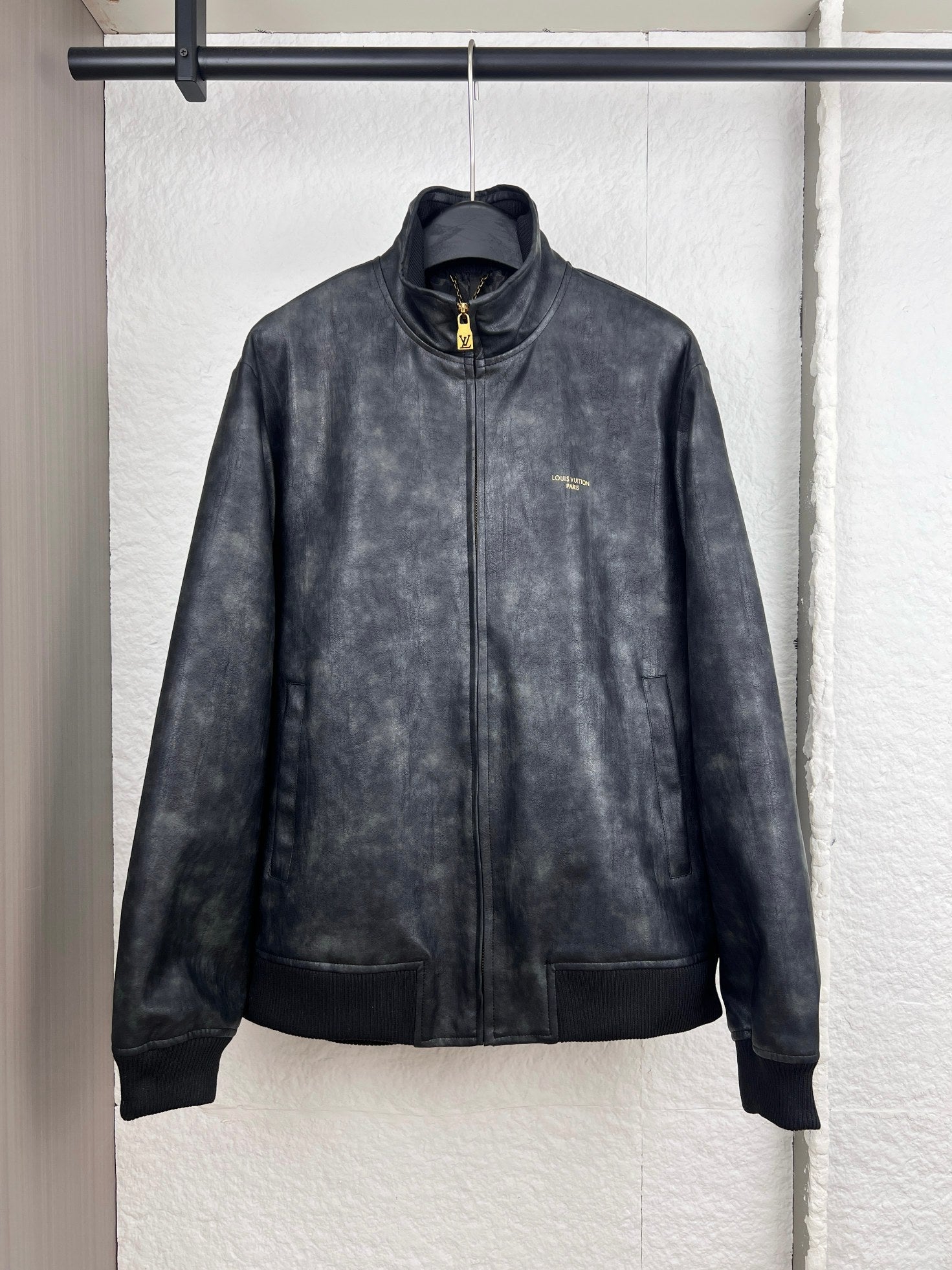 LV Print Washed Leather Jacket