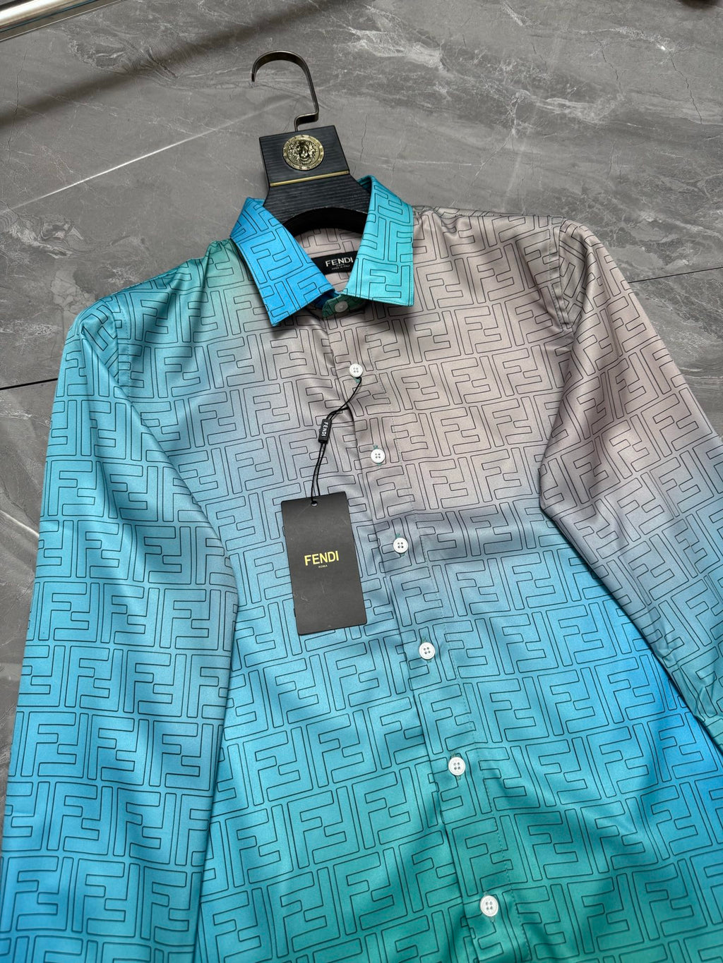 Fendi Color Block Gradient Long-sleeved Shirt