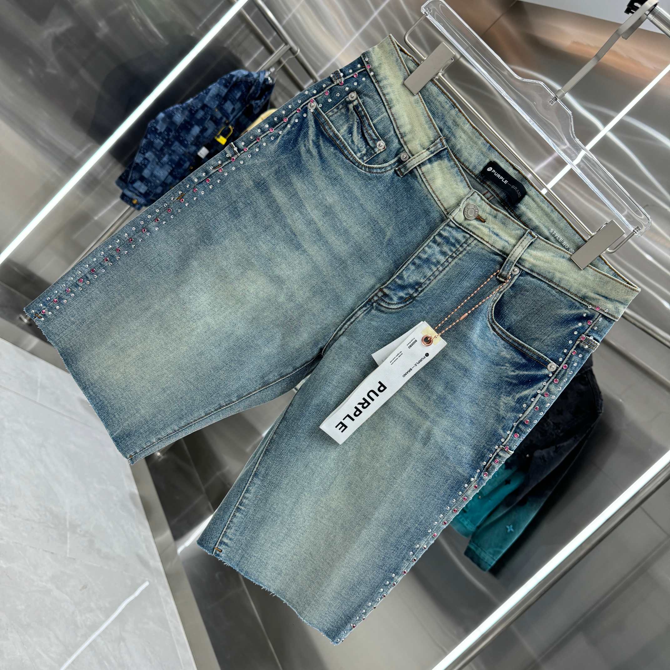 Purple Denim Shorts