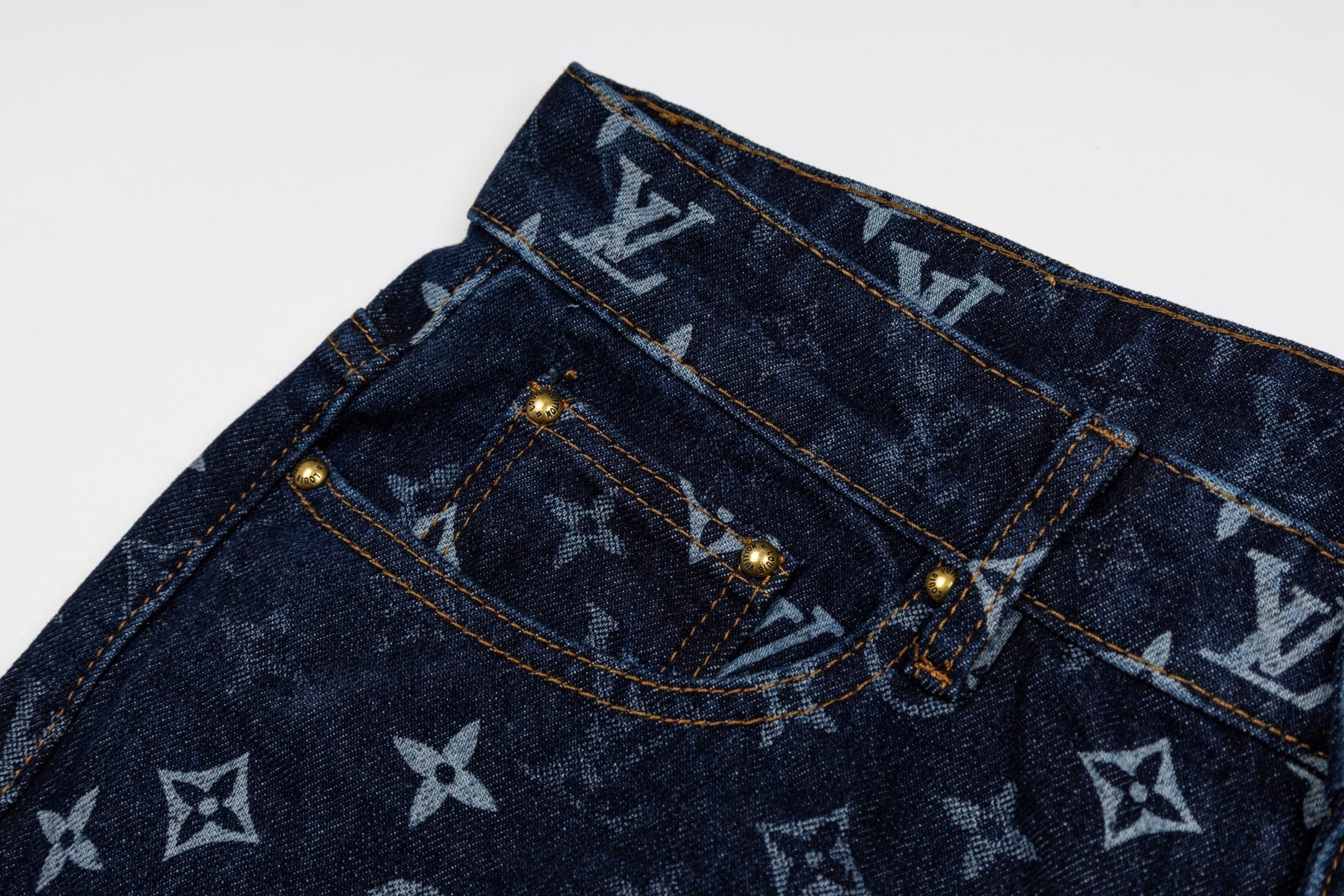 LV Denim Straight-Leg Jeans