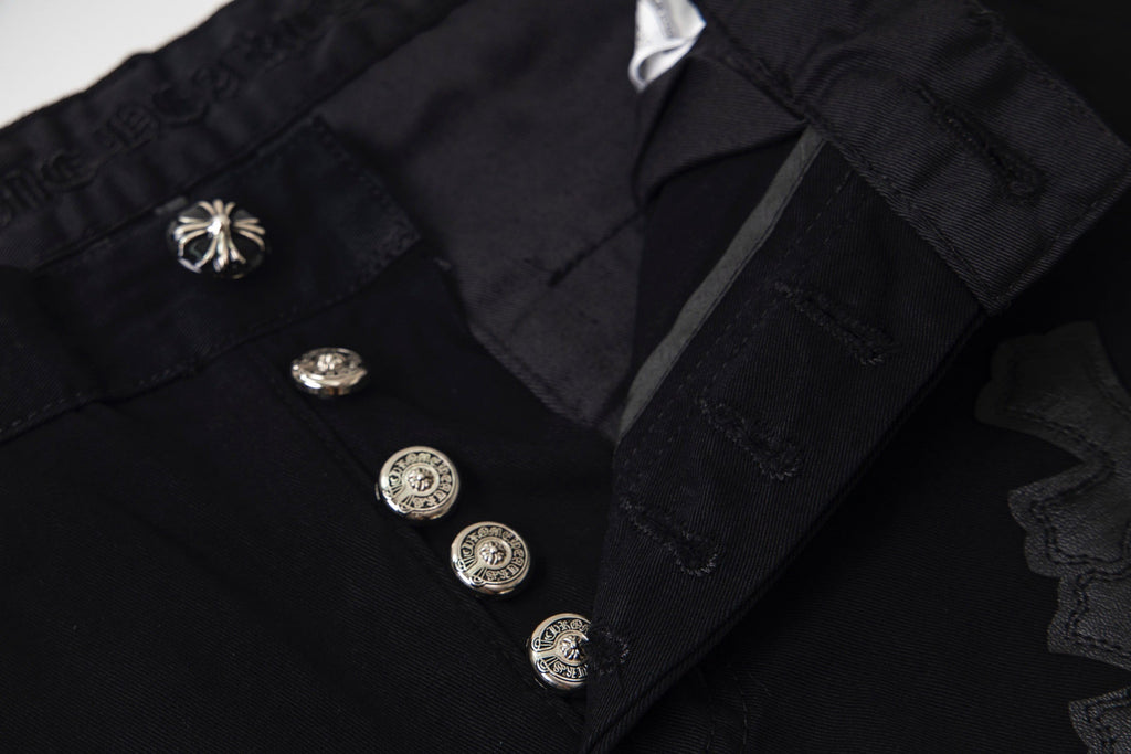 Chrome Heart Cross Pattern Leather Jeans