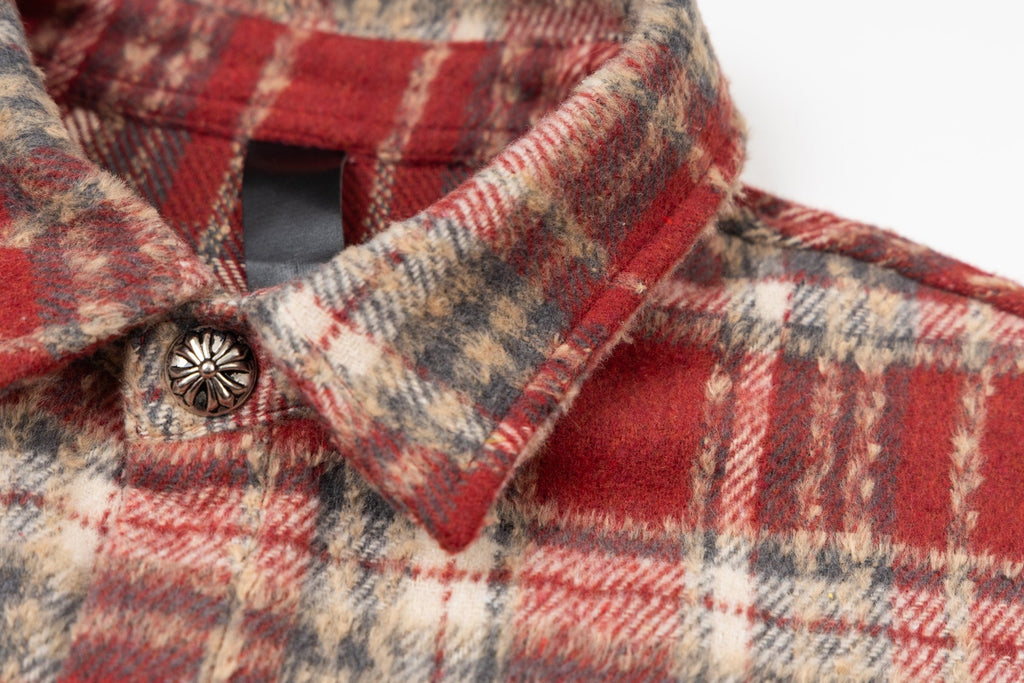 Chrome Heart leather label embroidered wool Shirt