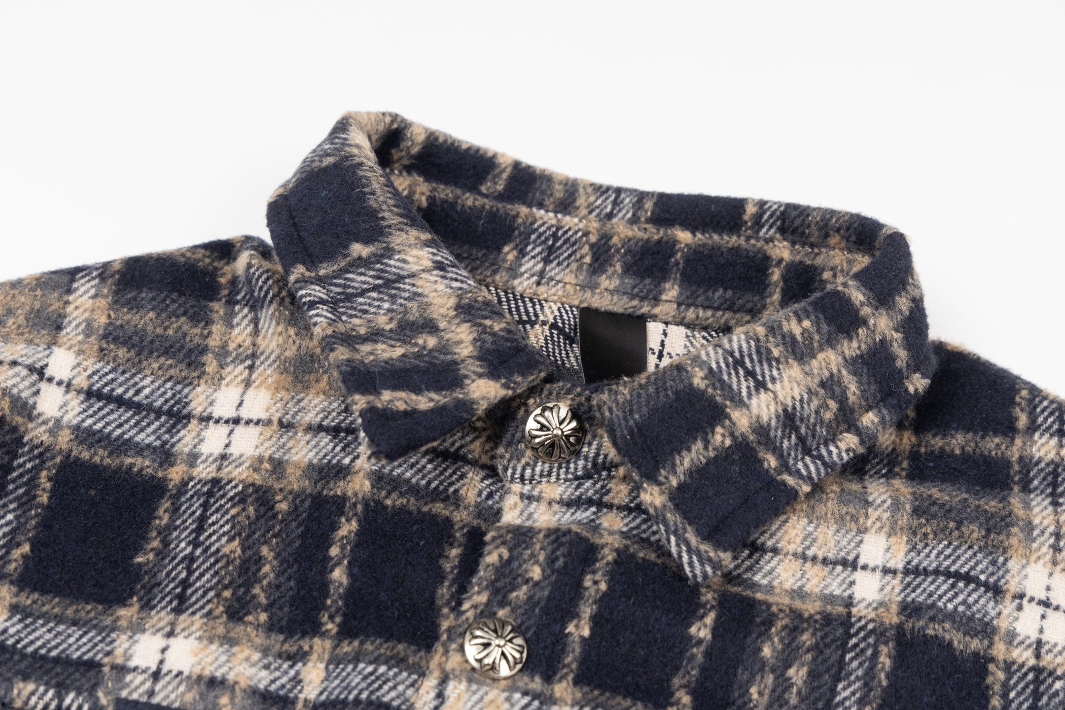Chrome Heart leather label embroidered wool Shirt