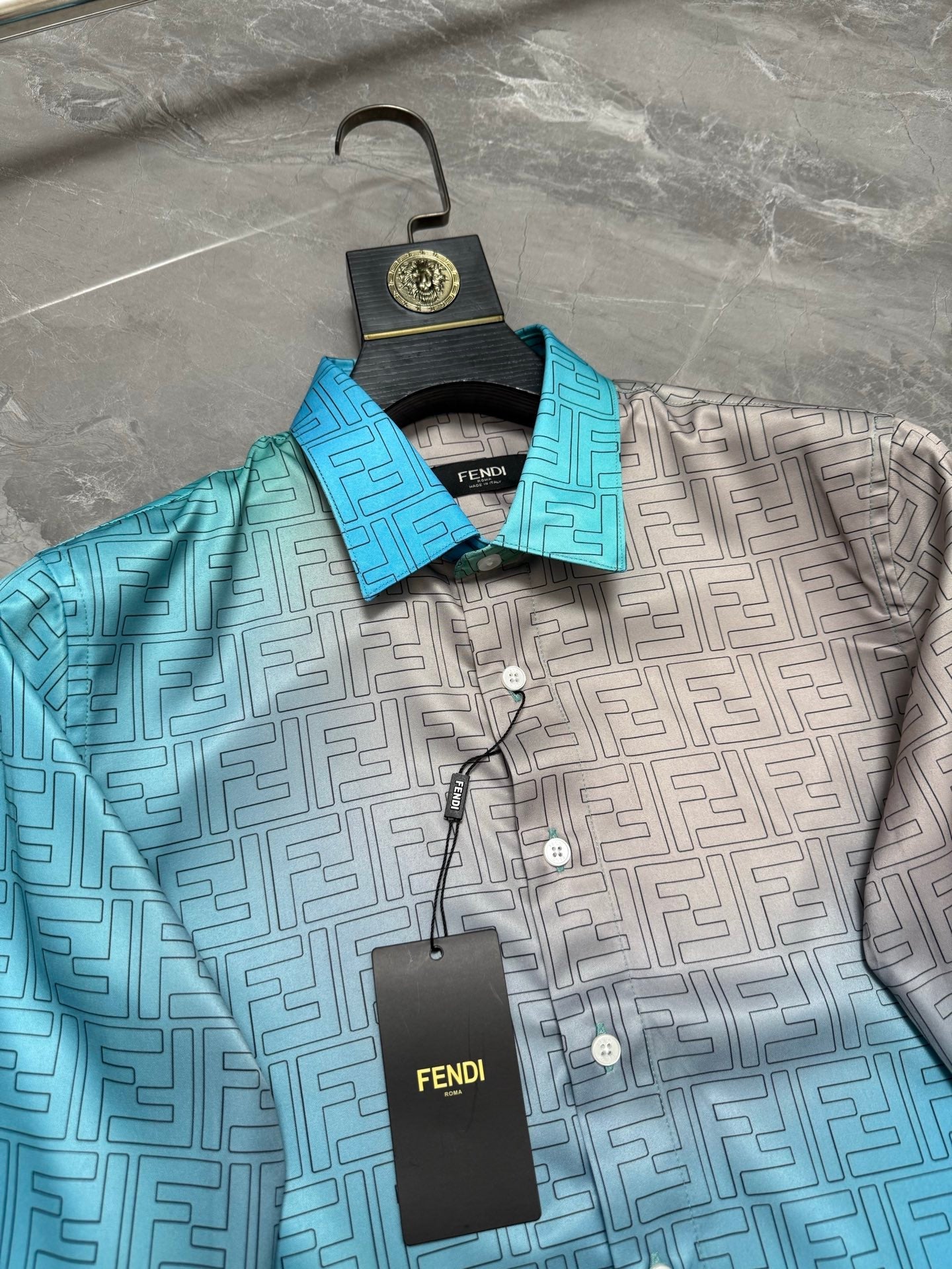 Fendi Color Block Gradient Long-sleeved Shirt