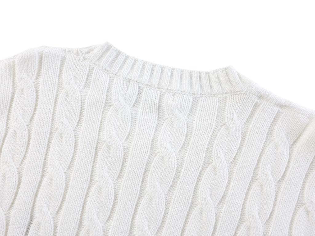 Prada Embroidered Cable Knit Sweater