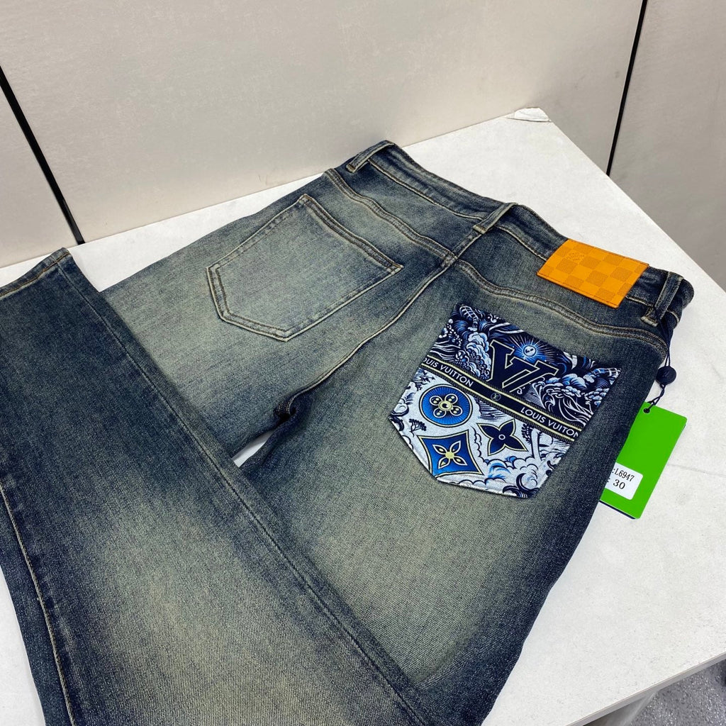 LV Slim Fit Straight-Leg Jeans
