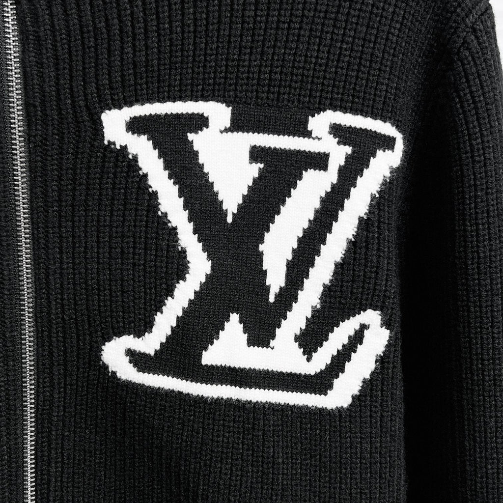 LV Jacquard Zip-Up Turtleneck Sweater