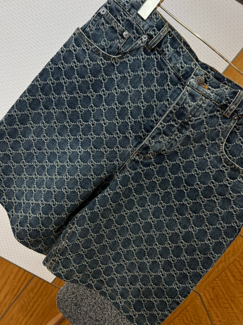 Gucci All-over Denim Shirt & Pants Set