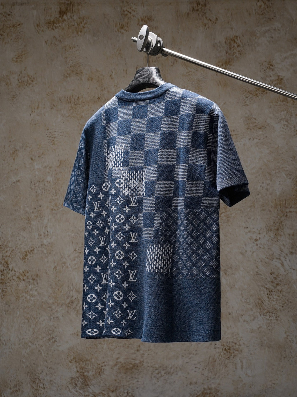 LV ×Nigo Checkered Knit Crew Neck Shirt