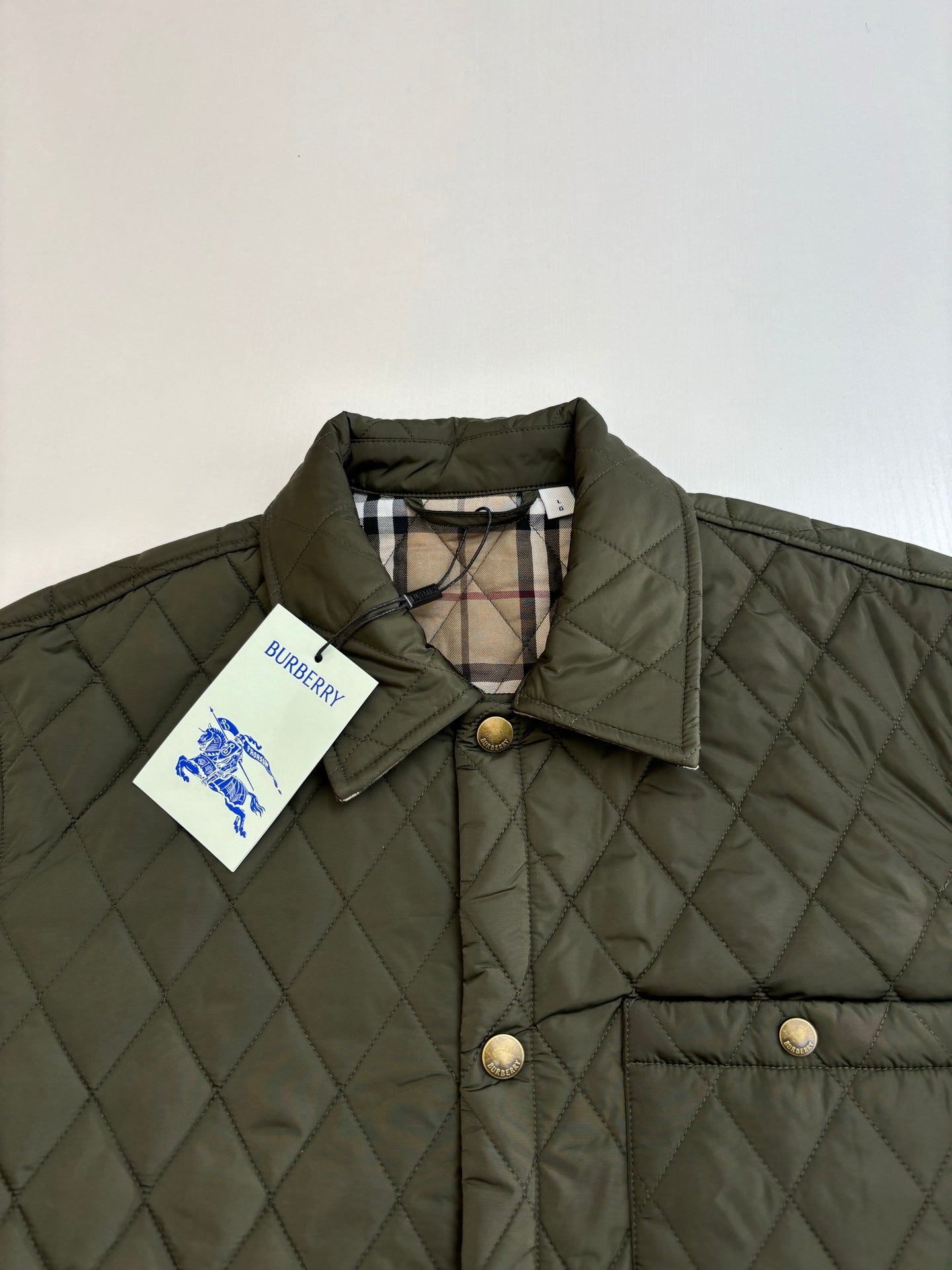 Burberry BB Quilted Nylon Brighton Shirt-Style Cotton Jacket